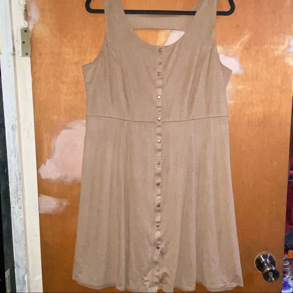 Velvet Tan Button Down Dress